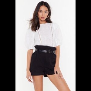 NastyGal “With Added Volume Broderie Blouse”